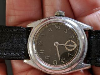 Ww2 German Military Watch Unnamed 1930s - 40s Runs Well And Keeps Time 28mm Chrome