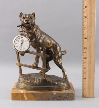 Antique Bronzed Spelter Metal Figural Mastiff,  Pitbull Dog Pocket Watch Holder
