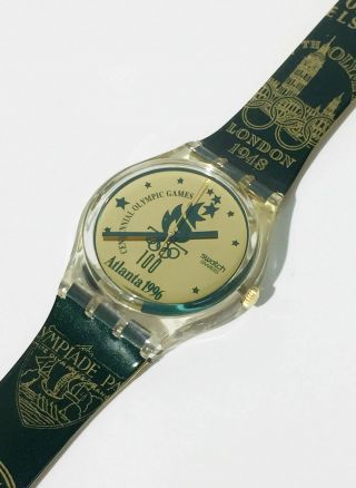1994 Vintage Swatch Watch Gz136 Atlanta 1996 Olympics Swiss Quartz