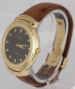 Men ' s Rolex Cellini 18K Yellow Gold 37mm Black Anniversary Quartz Watch 6623 2