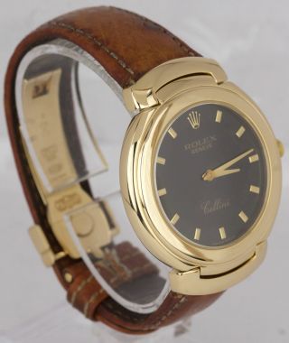 Men ' s Rolex Cellini 18K Yellow Gold 37mm Black Anniversary Quartz Watch 6623 3