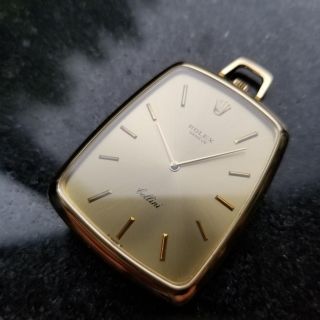 ROLEX Rare Solid 18K Gold Cellini Pocket Watch 3727 Hand - Wind c.  1973 Swiss LV554 2