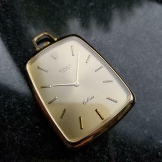 ROLEX Rare Solid 18K Gold Cellini Pocket Watch 3727 Hand - Wind c.  1973 Swiss LV554 4
