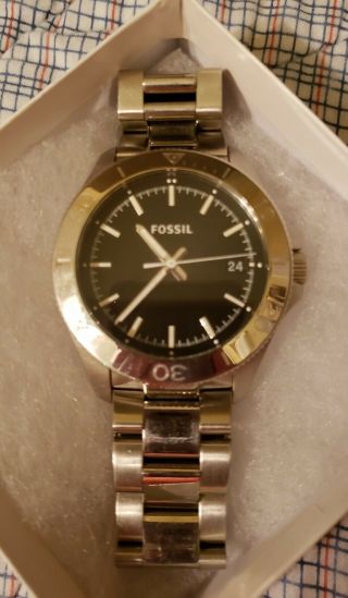 Fossil Watch Men Pre - Owned Stainless Steel
