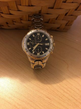Citizen Chronograph Wr100 Wrist Watch For Men Gold/silver Needs Battery