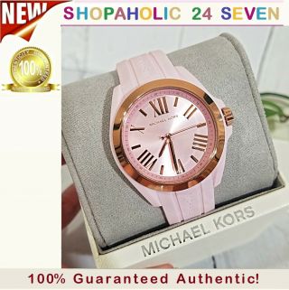 Michael Kors Bradshaw Rose Gold - Tone Pale Pink Silicone Watch Mk2732; 100 Auth.