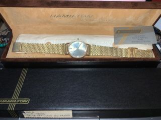 Vintage Hamilton Masterpiece Watch Swiss Quartz Date Papers 10k Gold