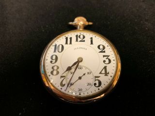 1917 Illinois Bunn Special Gold Plated Pocket Watch 21 Jewels Size 16 Model 9
