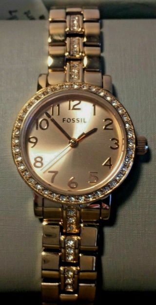Fossil Bq - 3371 Shae Mini Three - Hand Stainless Rose Gold - Tone Steel Watch