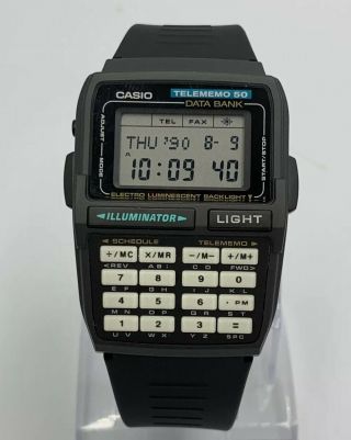 Vintage Casio Dbc - 30 Calculator Databank Telememo 50 Lcd Digital Watch Dbc30