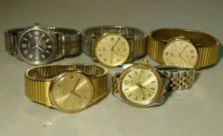 5x Mens Timex Classics White Silver Face Gold Silver Analog Watches Running