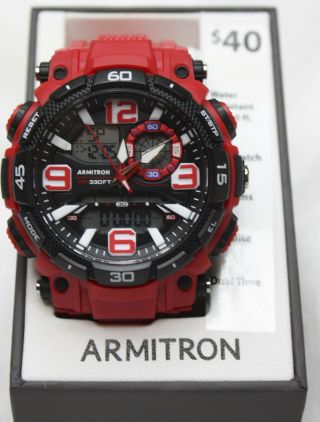 Casio Mens Pro Sport Red Resin Tough Watch Over Size Multi Function O4@36