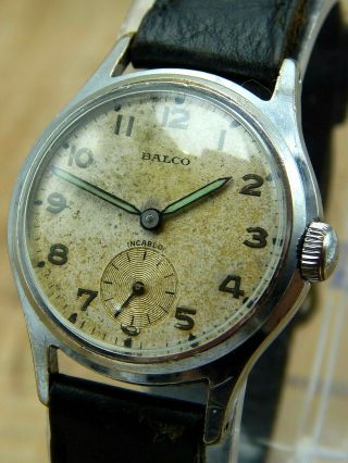 Vintage Swiss Made Balco Stainless Steel Watch 15 Jewels Water Resistant