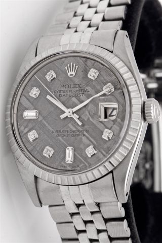 Estate $12,  000 Rolex Mens Datejust Meteorite Diamond Dial Ss Watch Box & Wty