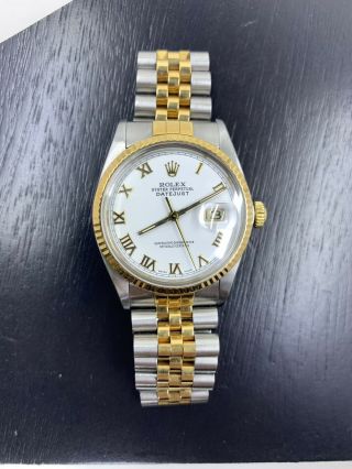 Rolex Datejust Auto 36mm Steel Yellow Gold Mens Jubilee Bracelet Watch 16013 Nr