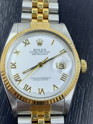 Rolex Datejust Auto 36mm Steel Yellow Gold Mens Jubilee Bracelet Watch 16013 Nr 2