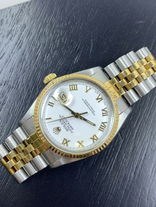 Rolex Datejust Auto 36mm Steel Yellow Gold Mens Jubilee Bracelet Watch 16013 Nr 6