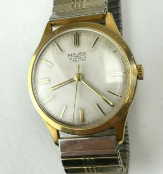 A Vintage Gold Plated Majex 15 Jewelled Vitaflex Mechanical Wristwatch Repairs