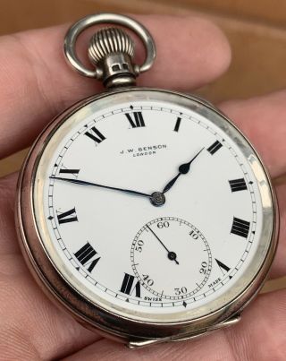 A GENTS VERY GOOD QUALITY CASED SOLID SILVER “J.  W.  BENSON” POCKET WATCH,  1934/5. 2