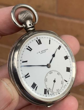A GENTS VERY GOOD QUALITY CASED SOLID SILVER “J.  W.  BENSON” POCKET WATCH,  1934/5. 4