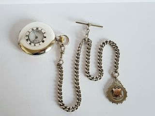 Antique Solid Silver Half Hunter Pocket Watch Chain&fob Stockwell & Co C1912 Gwo