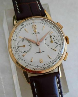 ROLEX CHRONOGRAPH REF.  2508 MODIFIED VALJOUX 22 MOV 18K SOLID GOLD CASE RECASED 7