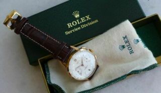 ROLEX CHRONOGRAPH REF.  2508 MODIFIED VALJOUX 22 MOV 18K SOLID GOLD CASE RECASED 8