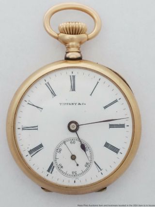 Tiffany & Co 18k Gold 3x Signed Ladies Antique Pocket Watch To Fix