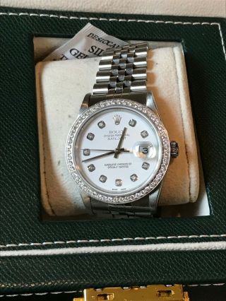 Rolex Stainless Steel Oyster Perpetual Datejust Diamond Dial And Bezel C.  2002
