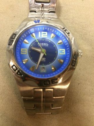 Men’s Fossil Blue Watch With Unique Face And Date Am 3731