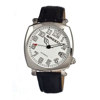 Breed Benny 0701 Mens Automatic Classic Dress Watch Leather Strap White Dial