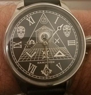 Awesome Hamilton Converted Pocket Watch With Masonic Symbols (marriage Watch)