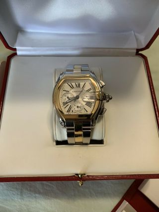 Cartier Roadster Chronograph Xl 18k Gold And Stainless Steel 100 Authentic