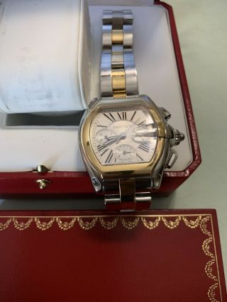 Cartier Roadster Chronograph XL 18k Gold And Stainless Steel 100 Authentic 3