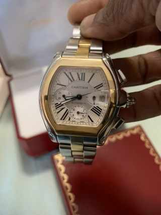 Cartier Roadster Chronograph XL 18k Gold And Stainless Steel 100 Authentic 6