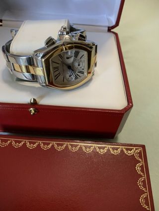 Cartier Roadster Chronograph XL 18k Gold And Stainless Steel 100 Authentic 9