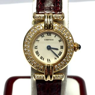 Cartier ColisÈe 18k Solid Yellow Gold Ladies Watch W/ Diamonds & Cartier Band