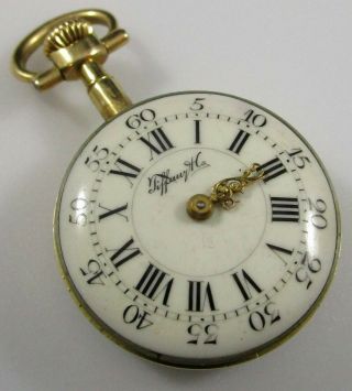Authentic Tiffany & Co.  Pocket Watch 18k Yellow Gold Case Tube Crown Bow