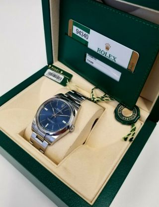 Rolex 39mm Oyster Perpetual 114300 Stunning Blue Dial Complete Set Australian