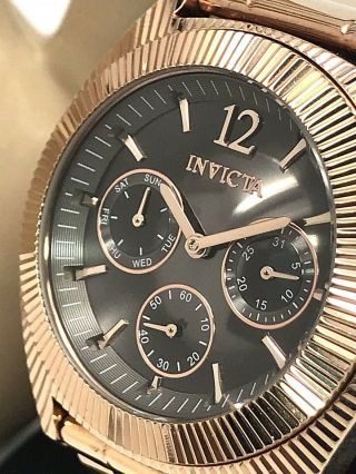 Invicta Angel 23751 Ladies Grey Dial Rose Gold Tone Stainless Steel Quartz Watch