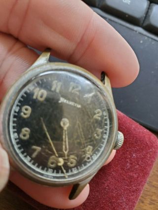 Helvetia Vintage Military Dial Wrist Watch 3190 For Repair Or Parts