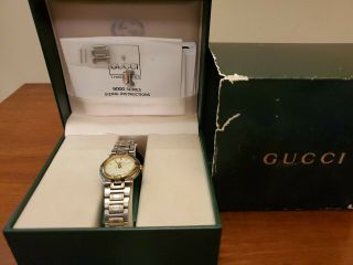 Gucci 9000l Two Tone Stainless Steel Women 