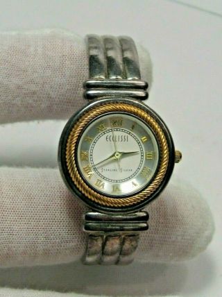 Ecclissi Ladies Sterling Silver 2 - Tone Bracelet Watch 3010 Battery.  50g,  6.  5