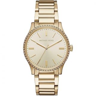 Michael Kors Mk3808 Bailey Crystals Gold Tone Stainless Steel Women 