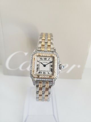 Cartier 18k Yellow Gold & Steel Panther Diamonds Everywhere Papers Incl.