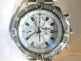 Breitling Avenger White 48.  4m Year 2018,  With Diamonds,  Paperwork
