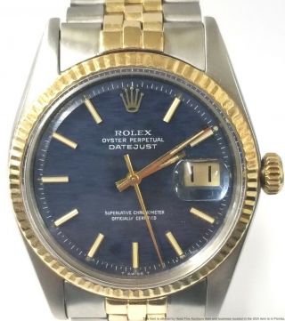Vintage 18k Gold SS Rolex Datejust 1601 Mens Strong Running Watch To Restore 2