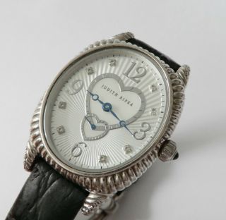 Vintage Judith Ripka Sterling Silver Mother Of Pearl Heart Watch T775