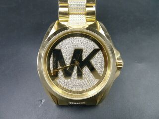 Old Stock Michael Kors Bradshaw Mk6487 Gold Plated Quartz Women Watch