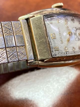Running Vintage 1940’s Bulova Art deco wrist watch cal 10BC Engraving LOVE 3 8